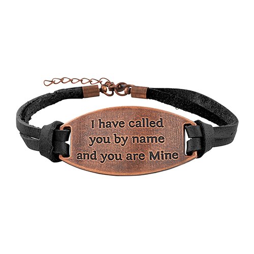 Threads of Faith Leather/Metal Plate Bracelet