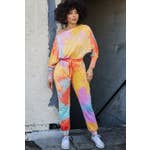 "Jasmine" Side Pocket Multi Tie-Dye French Terry Jumpsuit