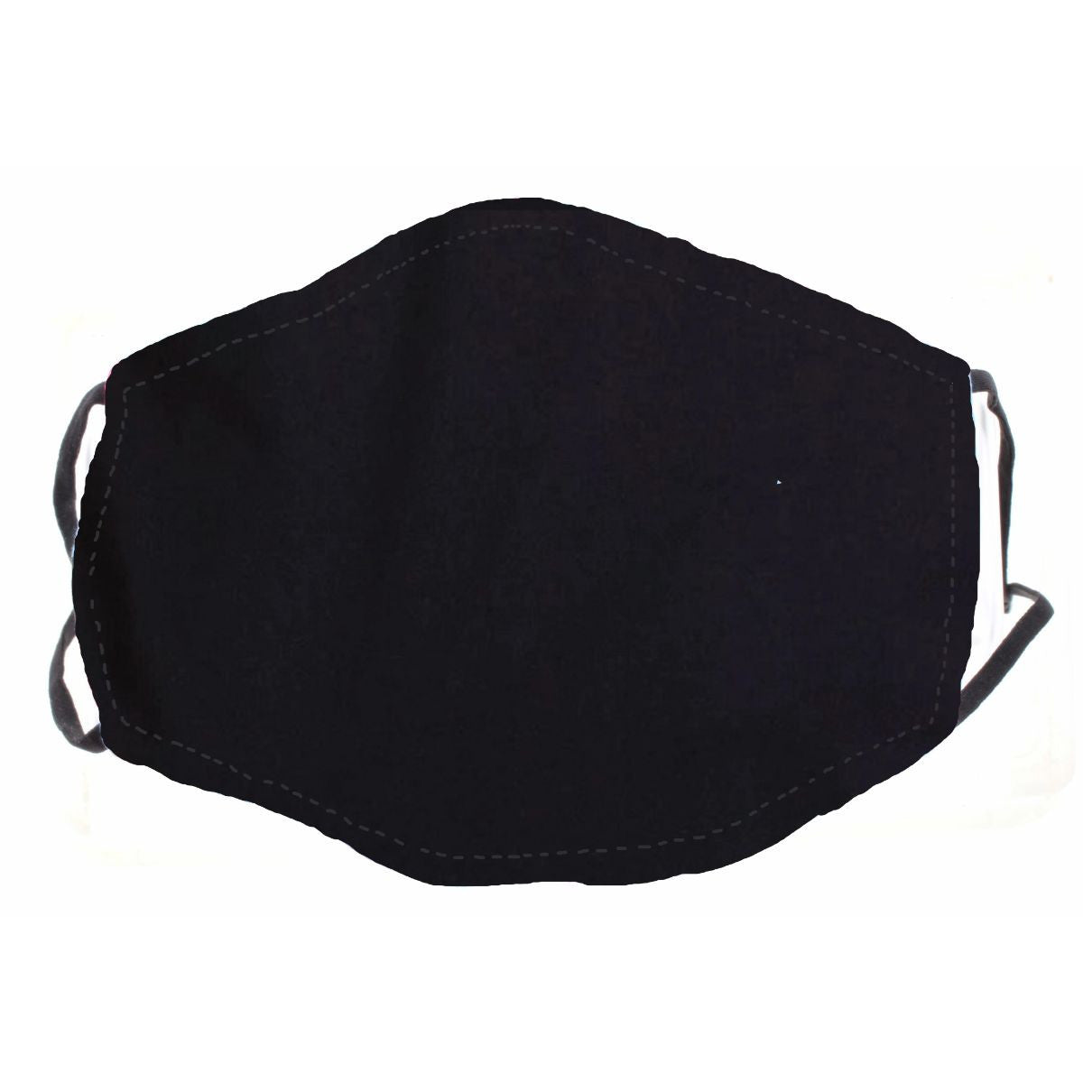 SOLID BLACK FACE MASK, ADJUSTABLE ELASTIC EAR STRAPS