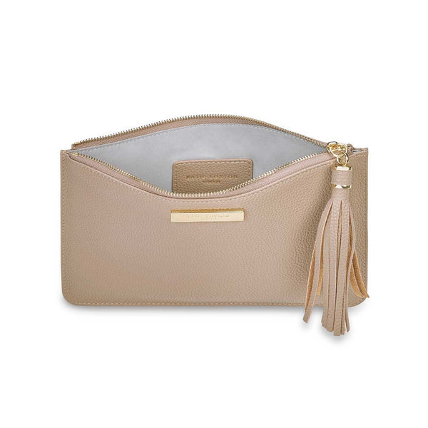 SOPHIA TASSEL POUCH | TAUPE