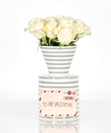 Happy Everything Stone Stripe Mini Vase