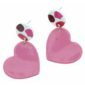 WHITE WITH MULTI PINK SPOTS WITH PINK HEART EARRING