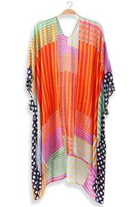 Diva Stripe & Polka Dots Print Cover Up Kimono