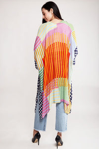 Diva Stripe & Polka Dots Print Cover Up Kimono