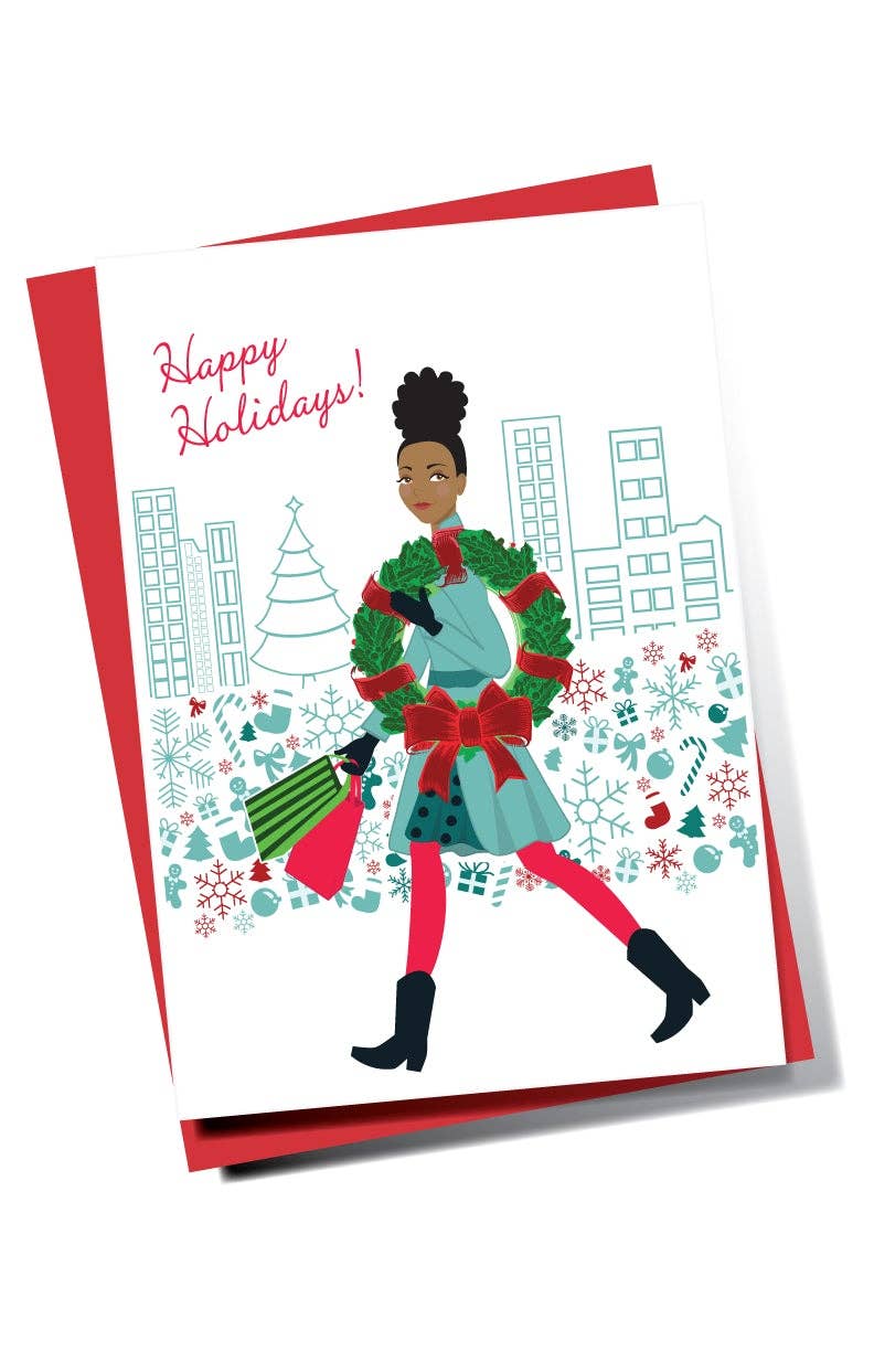 Holiday Shopping African-American Holiday GREETING CARD