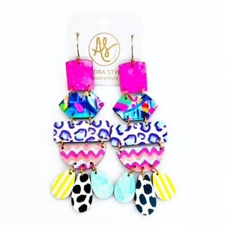 Large Geometric Statement Earrings Bright Abstract