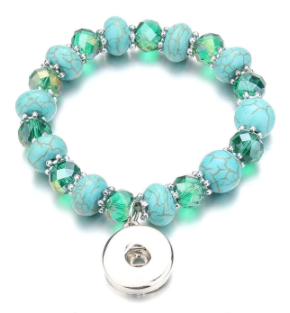 Snap Jewelry - Bracelet - Blue and Green Stretch Bracelet