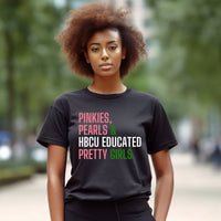 Pinkies + Pearls Unisex Sorority Tee • Crew Neck: Black / XS