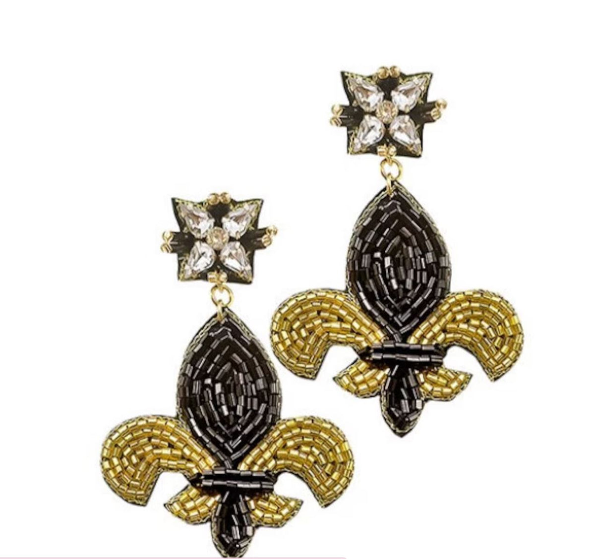 Fleur de Lis Sparkle Seed Bead Earrings