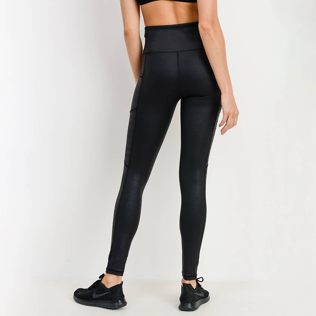 Mono B RED - Highwaist Foil Moto Leggings
