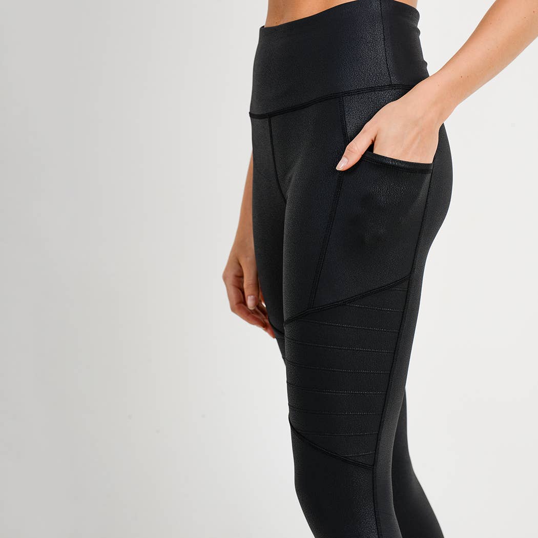 Mono B RED - Highwaist Foil Moto Leggings