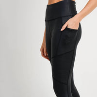 Mono B RED - Highwaist Foil Moto Leggings