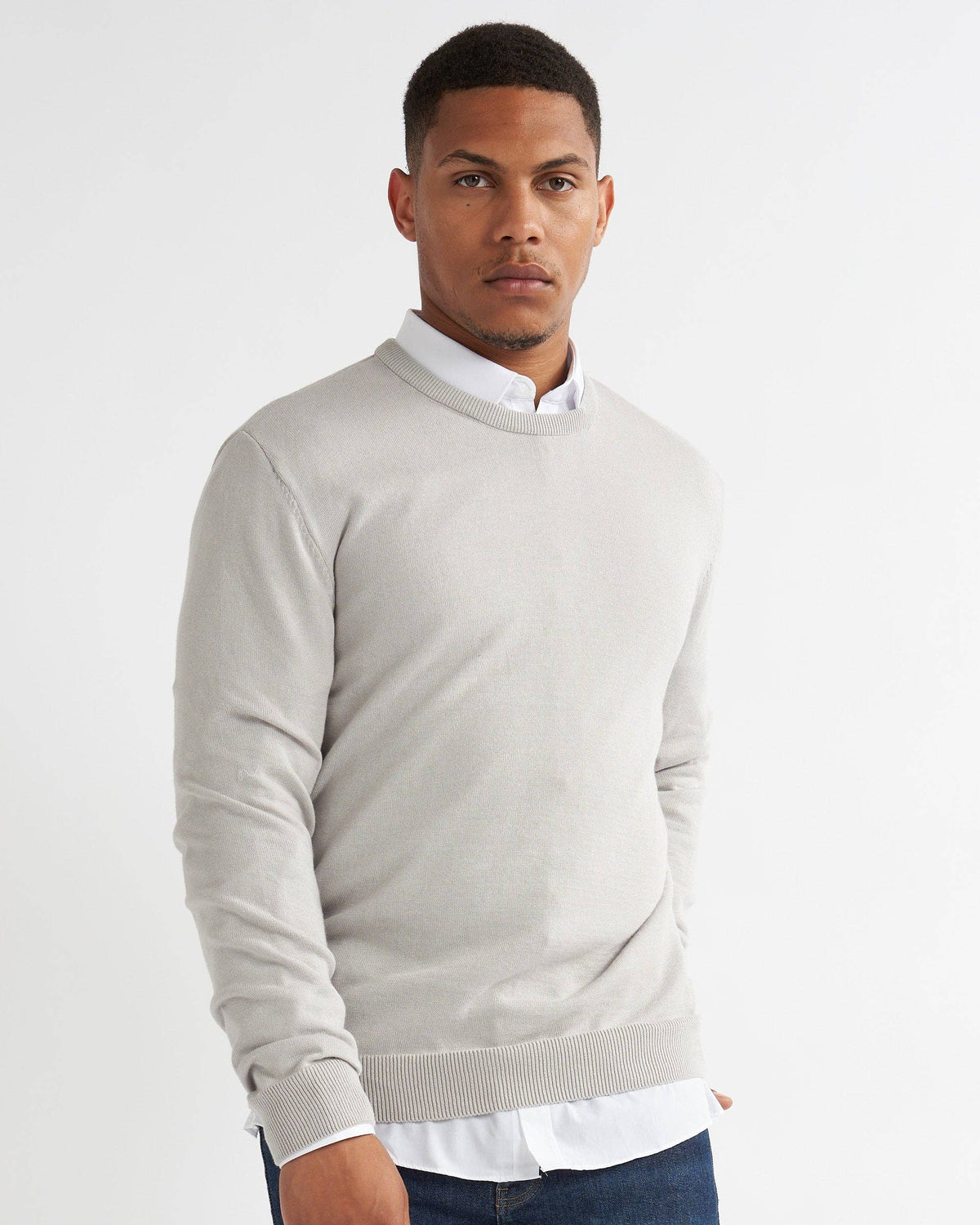 Jefferey Men"s  Crew Neck Sweater: Grey or Navy or Blue