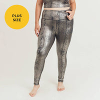 CURVY Copperhead Snake Shimmer Foil Print Highwaist Leggings