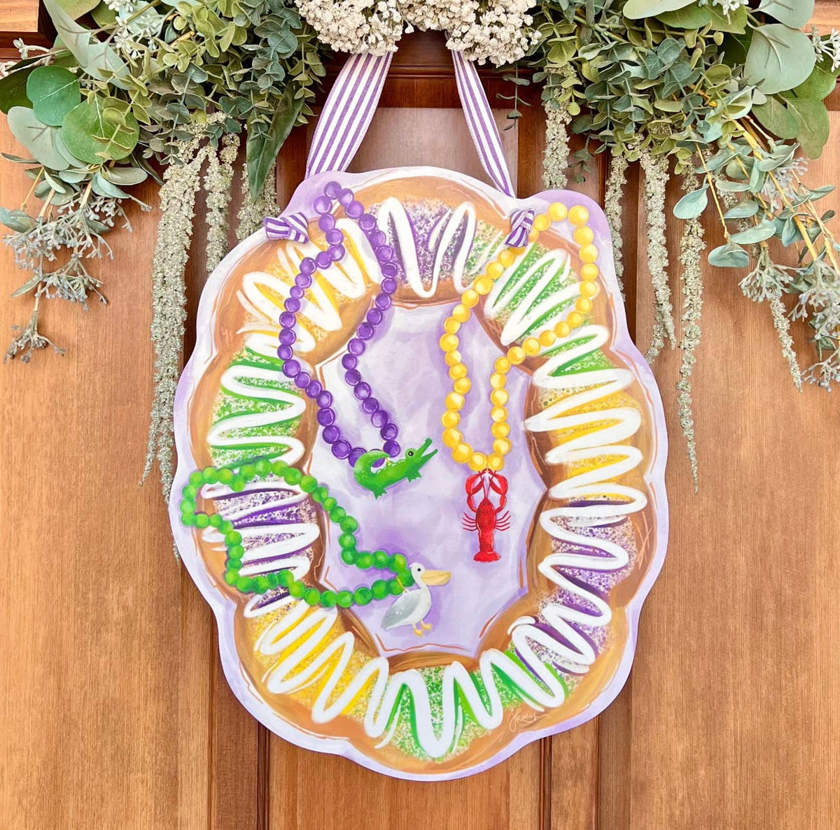 Mardi Gras King Cake Door Hanger