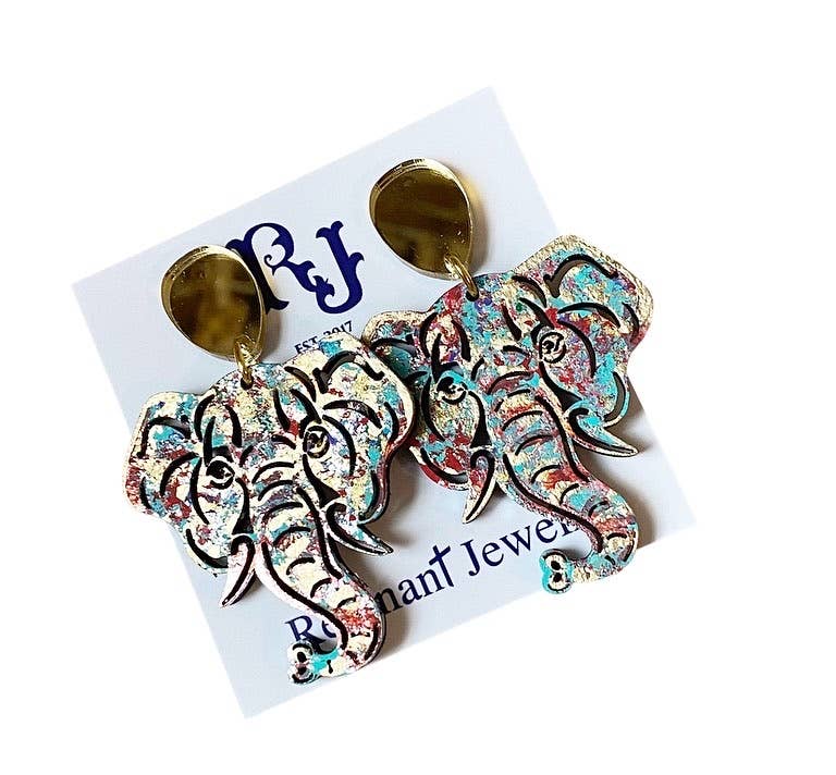 Graffiti Alabama Elephant Earrings