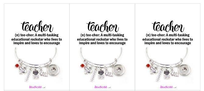 Say It In A Snap - Teacher Charm Bracelet w/Card