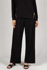 P. CILL Butter Modal Side Binding Wide Leg Pants: Black