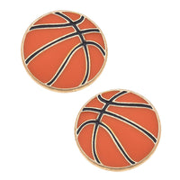 Basketball Enamel Stud Earrings in Orange