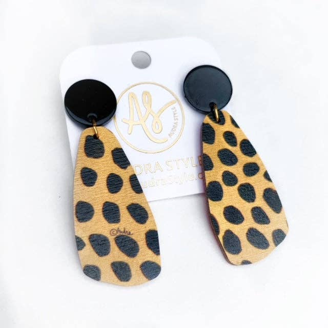 Neutral Geometric Statement Earrings - Cheetah Dot