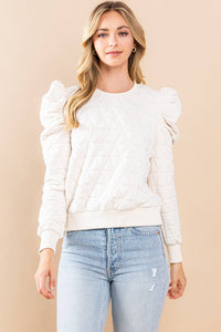 Katheryn Quilted Pull Over Top: Cream