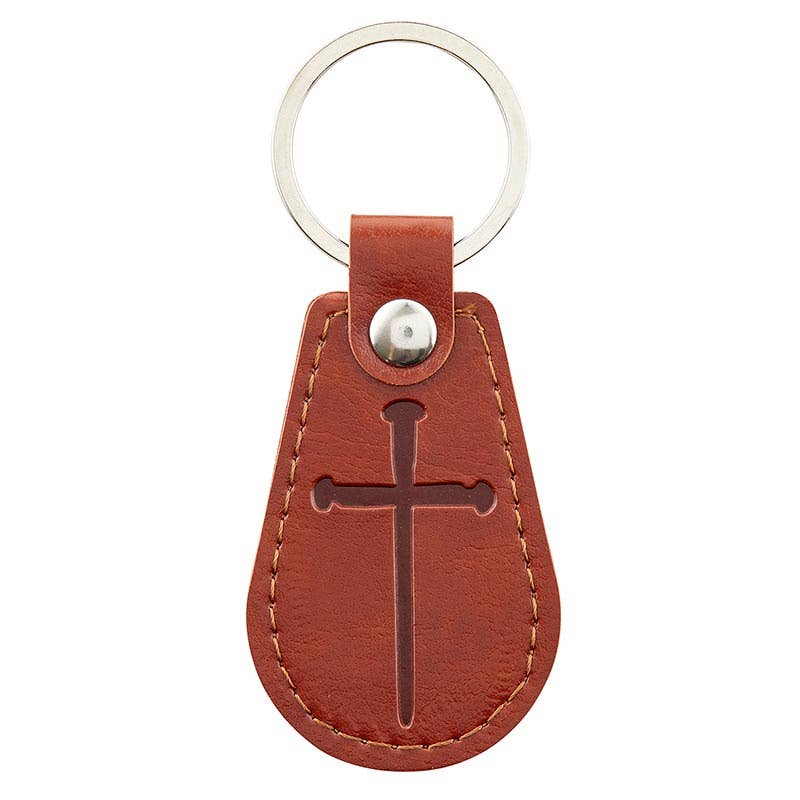 Leather Key Tag - Cross of Nails