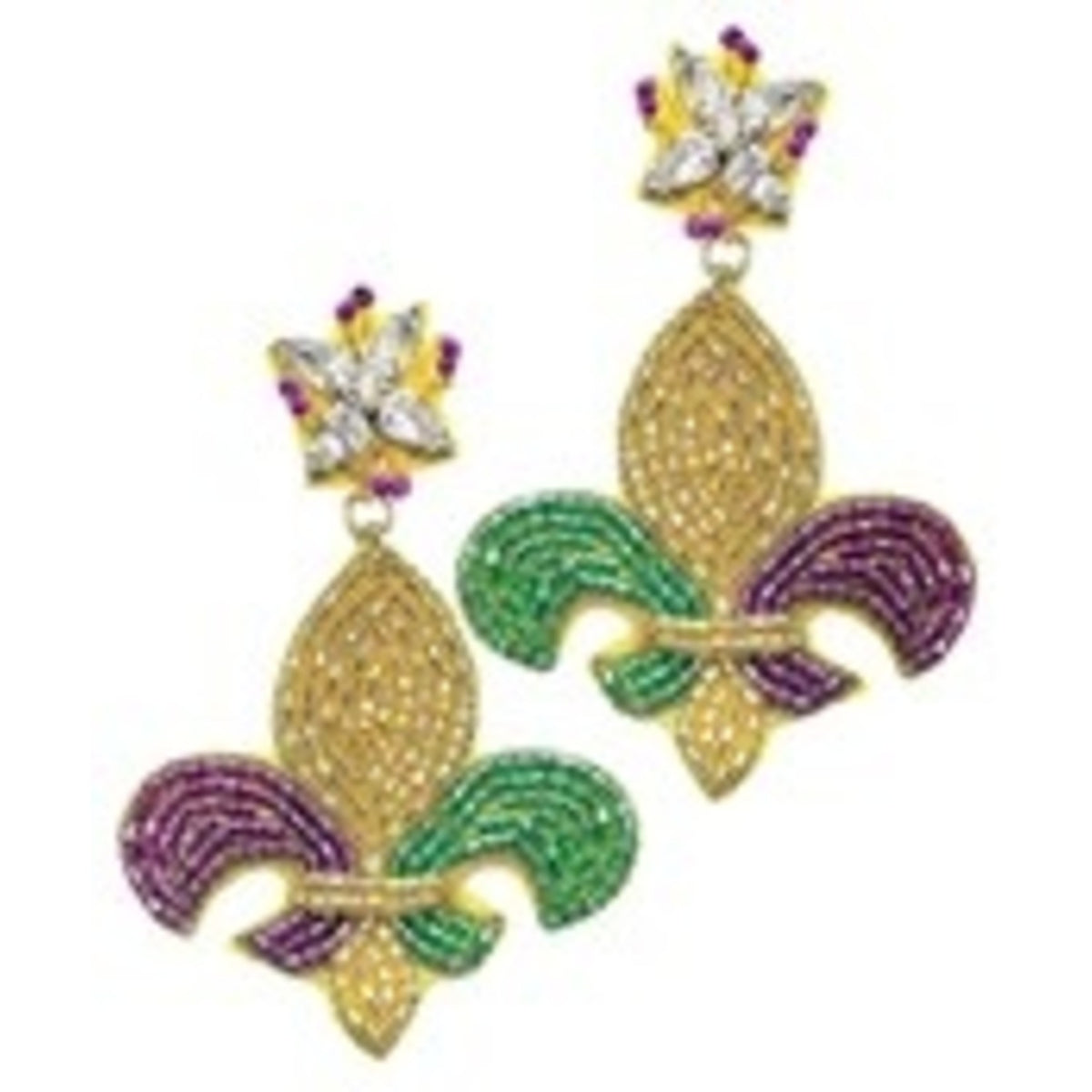 Fleur de Lis Sparkle Seed Bead Earrings