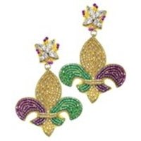 Fleur de Lis Sparkle Seed Bead Earrings