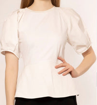 FITTED PUFF PEPLUM TOP
