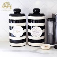 Happy Everything Black Stripe Mini Canister
