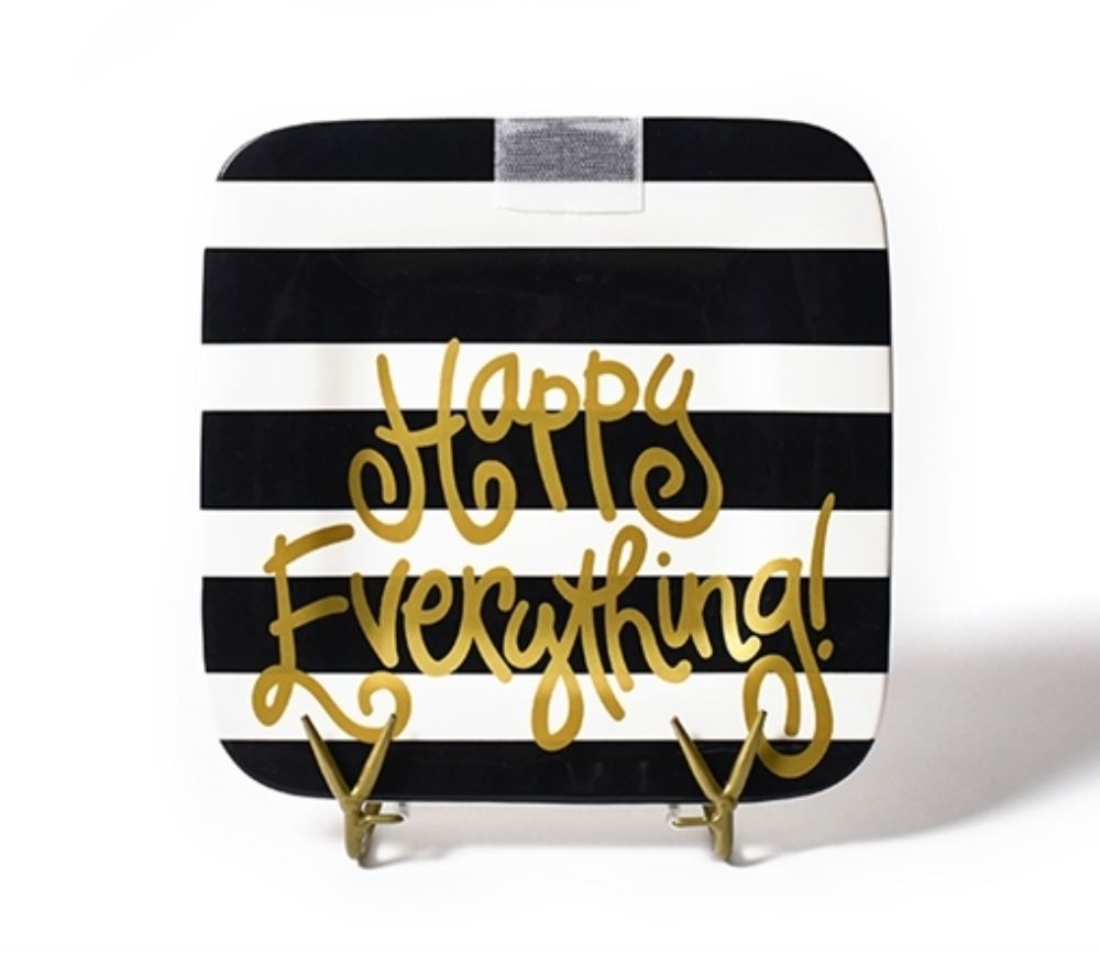 Happy Everything Black Stripe Mini Square Platter