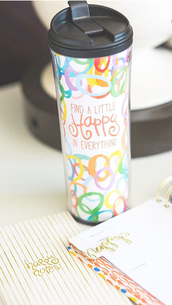 Coton Colors Happy Everything 16 oz Travel Mug Circles