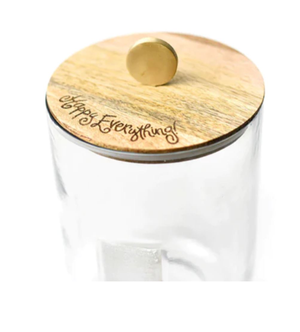 Happy Everything Mini Wooden Lid Glass Jar