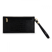 CELINA FAUX CROC WRISTLET PURSE | BLACK