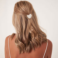 HAIR ACCESSORY SILVER HAMMERED HEART HAIR CLIP