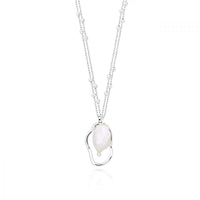 ISLA SILVER PEARL LONG DOUBLE CHAIN NECKLACE