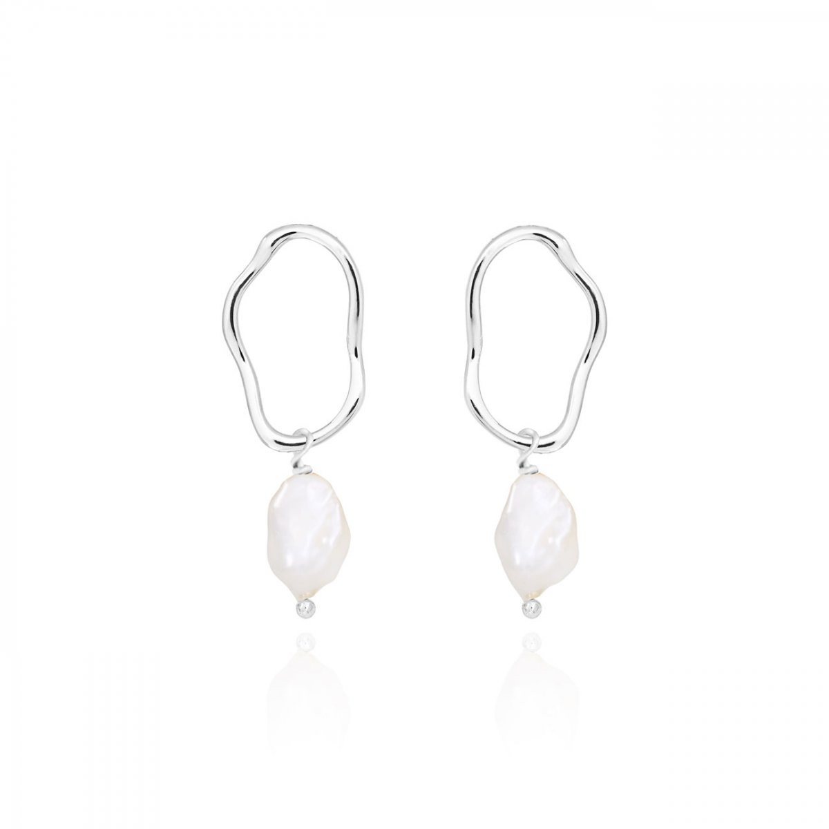 ISLA SILVER PEARL DANGLE STUD EARRINGS
