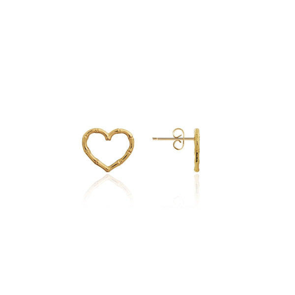 RADIANT BAMBOO | GOLD | HEART STUD EARRINGS