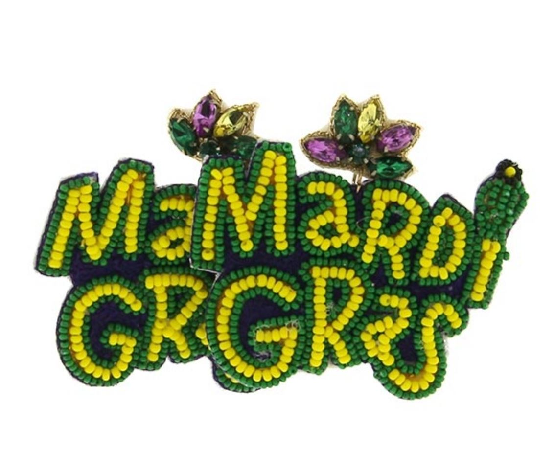 Mardi Gras Seed Bead Earrings