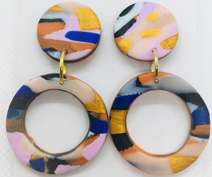 Sunburnt Country - Polymer Clay Medium Hoop Earrings