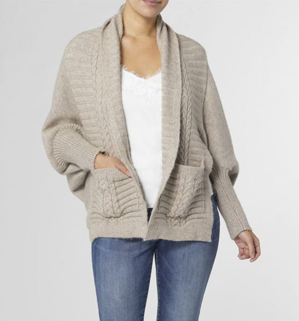MARI CROPPED CABLE POCKET FRONT CARDIGAN